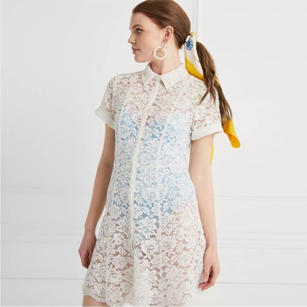 Hill House NWT Laura Dress White Lace Bridal Wedding Event Preppy Womens M - Picture 2 of 8